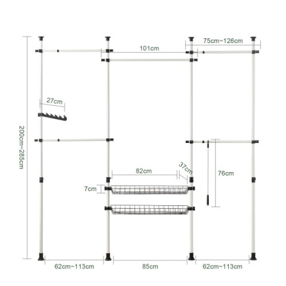 SoBuy® KLS04 Adjustable Wardrobe Storage Rack with Telescopic Clothes Hanger